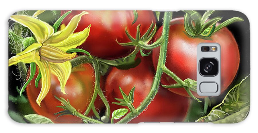 Tomato Plant Galaxy Case featuring the painting Tomato Plant by Cathy Morrison Illustrates