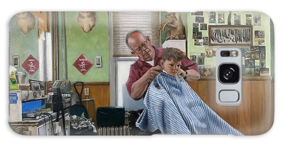 Oil Galaxy Case featuring the painting Tony's Barbershop by Bibi Snelderwaard Brion