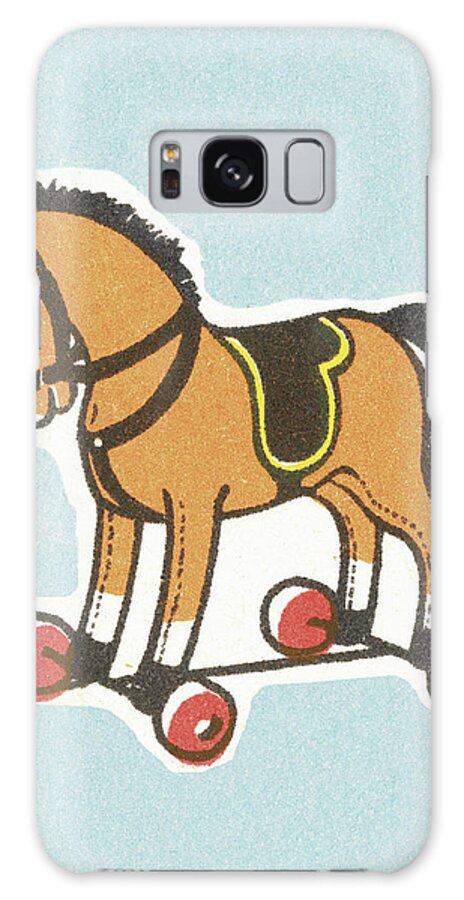 Animal Galaxy Case featuring the drawing Toy horse on wheels by CSA Images