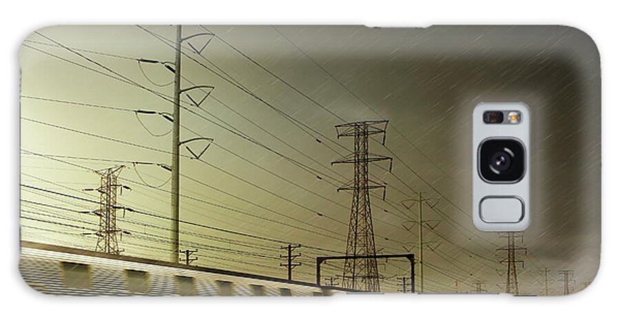 Train Galaxy Case featuring the digital art Train Speeding By Power Lines by Chris Clor