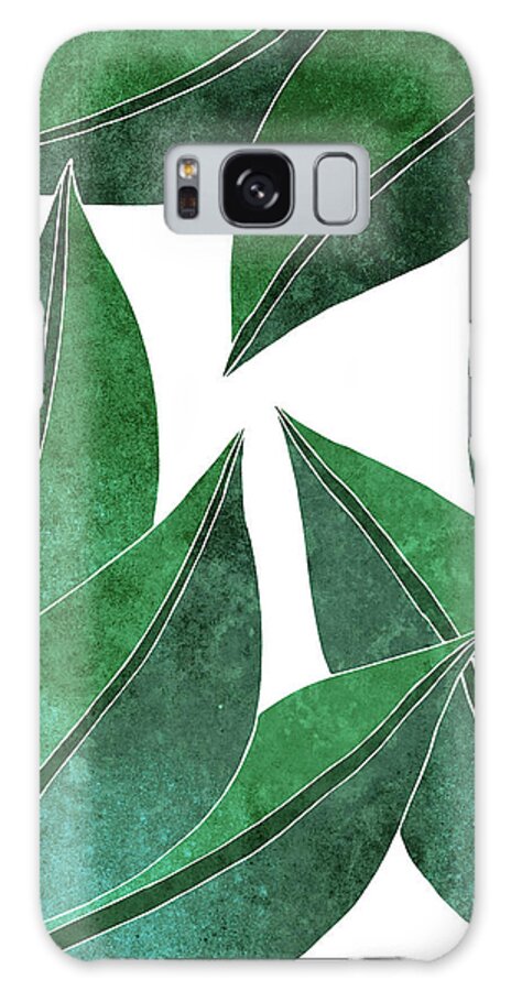 Leaf Galaxy Case featuring the mixed media Tropical Leaf Illustration - Green - Botanical Art - Floral Design - Modern, Minimal Decor by Studio Grafiikka