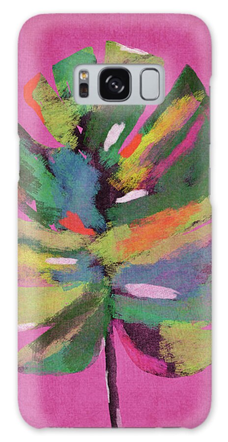 Tropical Galaxy Case featuring the painting Tropical Palm Leaf Pink- Art by Linda Woods by Linda Woods
