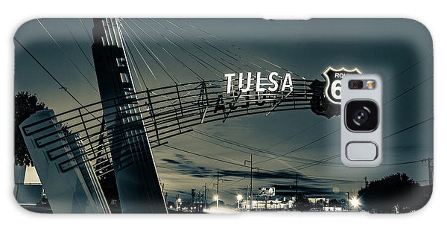 America Galaxy Case featuring the photograph Tulsa Oklahoma Route 66 Western Gateway Arch in Sepia by Gregory Ballos