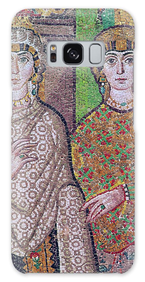 Mosaic Art Galaxy Case featuring the photograph Two Attendant Ladies Of The Empress Theodora Mosaic by Byzantine School