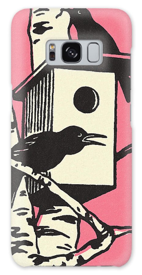 Animal Galaxy Case featuring the drawing Two Birds and a Birdhouse by CSA Images