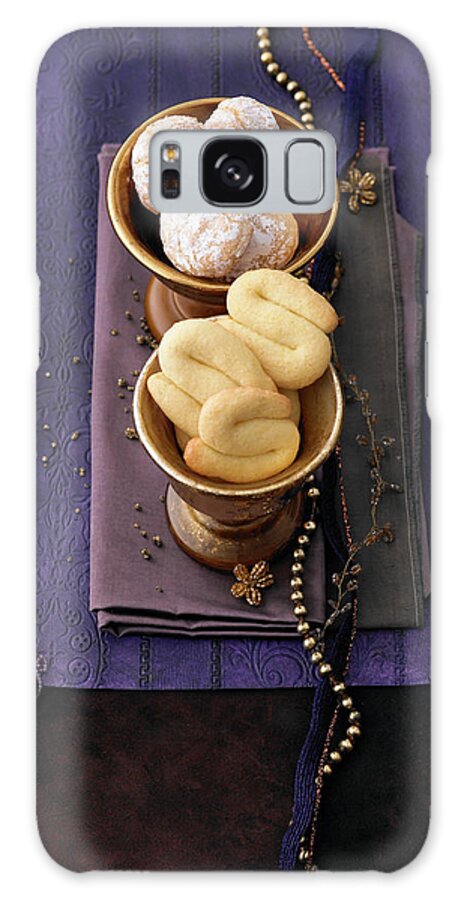 Ip_10212601 Galaxy Case featuring the photograph Two Bowls Of S-shaped Butter Biscuits And Almond Cookies With Powdered Sugar by Jalag / Julia Hoersch