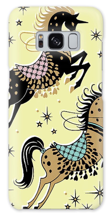 Animal Galaxy Case featuring the drawing Two Horses Performing by CSA Images
