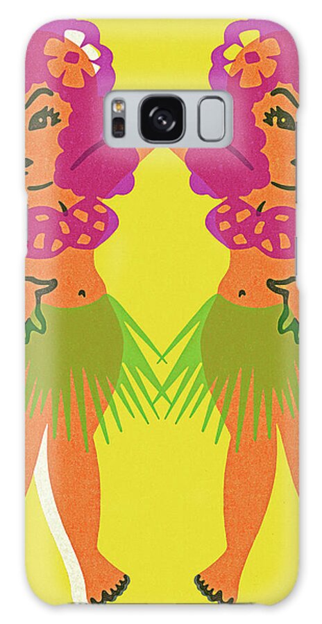 Adult Galaxy Case featuring the drawing Two Hula Girls by CSA Images