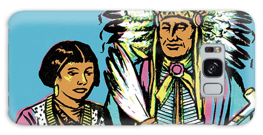 Adult Galaxy Case featuring the drawing Two Native Americans by CSA Images