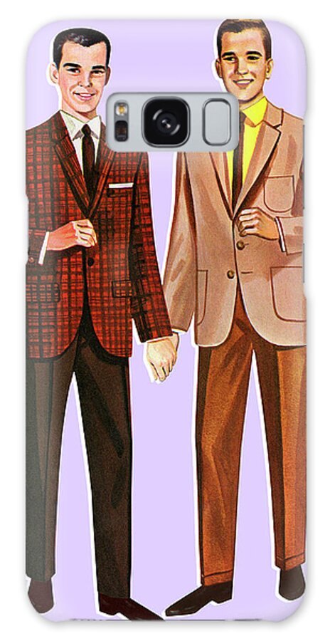 Accessories Galaxy Case featuring the drawing Two Paper Doll Men by CSA Images