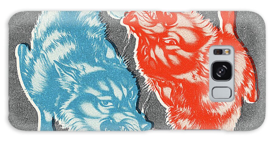 Attack Galaxy Case featuring the drawing Two Wolves by CSA Images