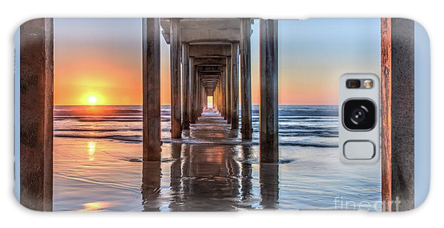 Beach Galaxy Case featuring the photograph Under Scripps Pier at Sunset ..Autographed.. by David Levin