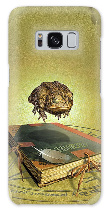 Frog Floating Above A Spell Book Feather Magic Galaxy Case featuring the painting Unexpected Magic by Dan Craig