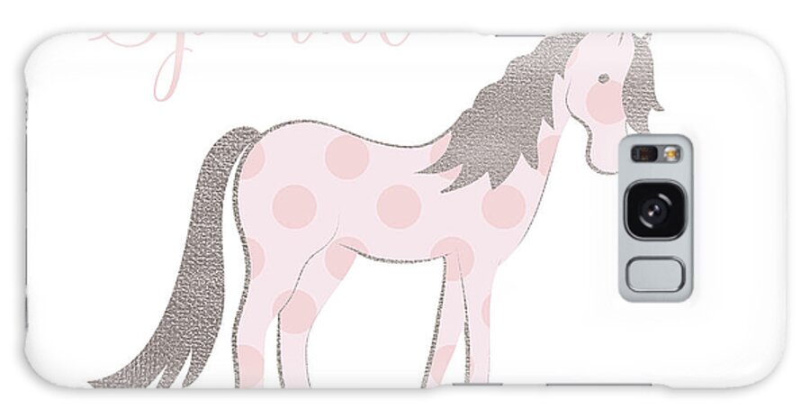Leave Galaxy Case featuring the mixed media Unicorns With Polka Dots I by Andi Metz