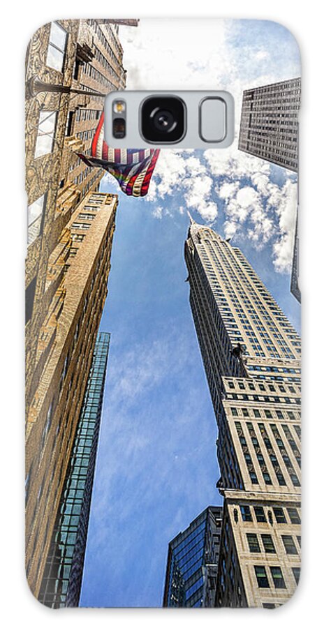 Estock Galaxy Case featuring the digital art United States, New York City, Manhattan, Midtown, Chrysler Building, Chrysler Building And American Flag by Antonino Bartuccio
