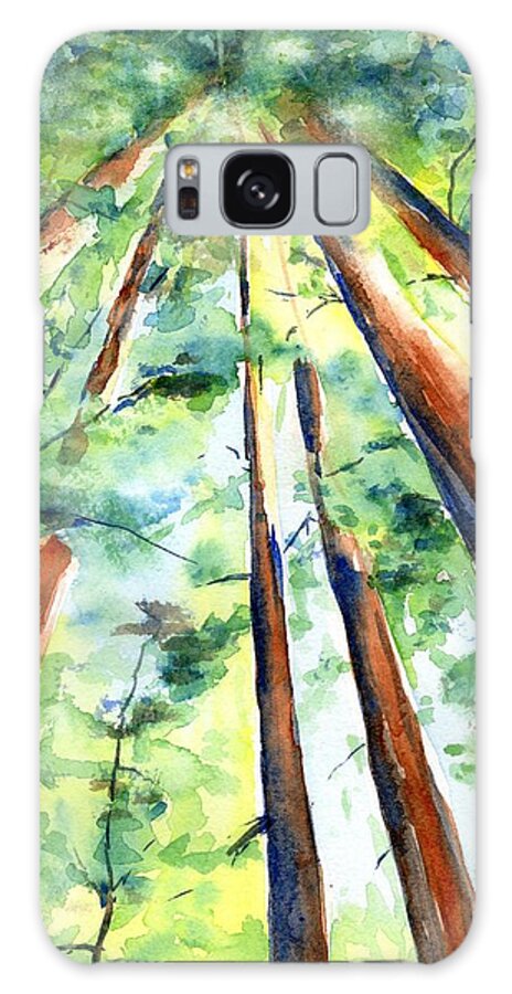 Trees Galaxy Case featuring the painting Up through the Redwoods by Carlin Blahnik CarlinArtWatercolor