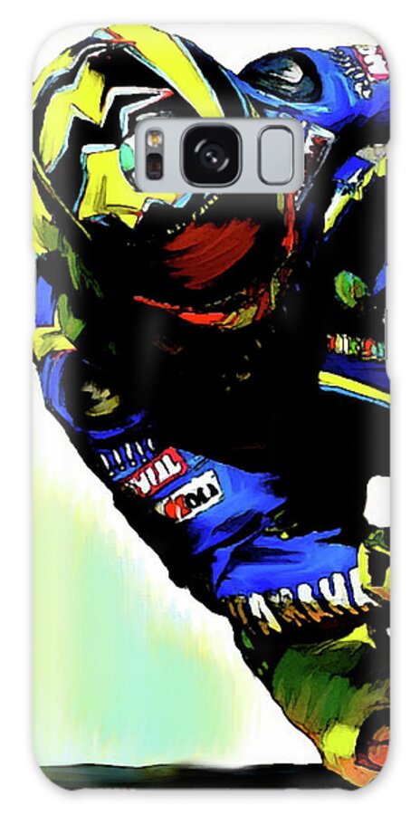 Valentino Rossi Paintings Galaxy Case featuring the painting Valentino Rossi Corner Speed III by Iconic Images Art Gallery David Pucciarelli