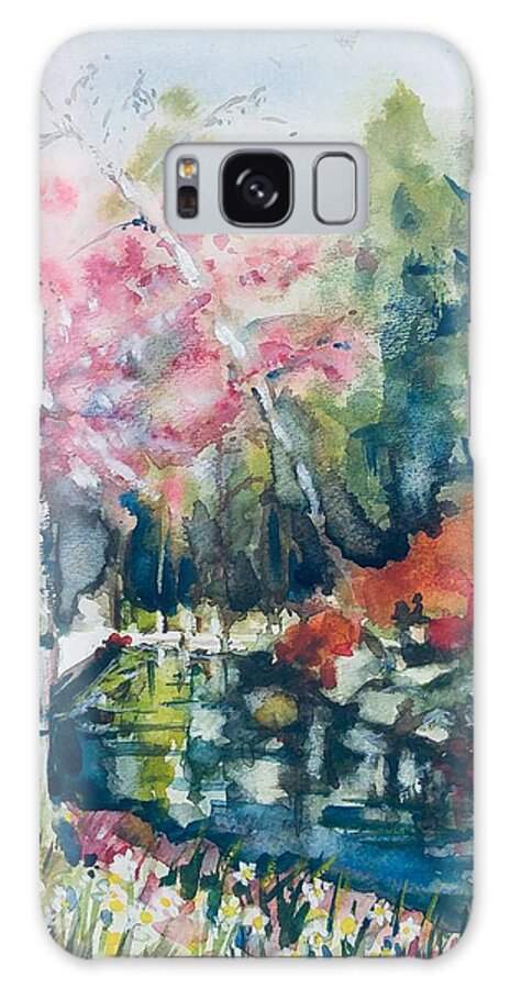 Cherry Blossoms Galaxy Case featuring the painting Van Dusen Spring Views by Sonia Mocnik