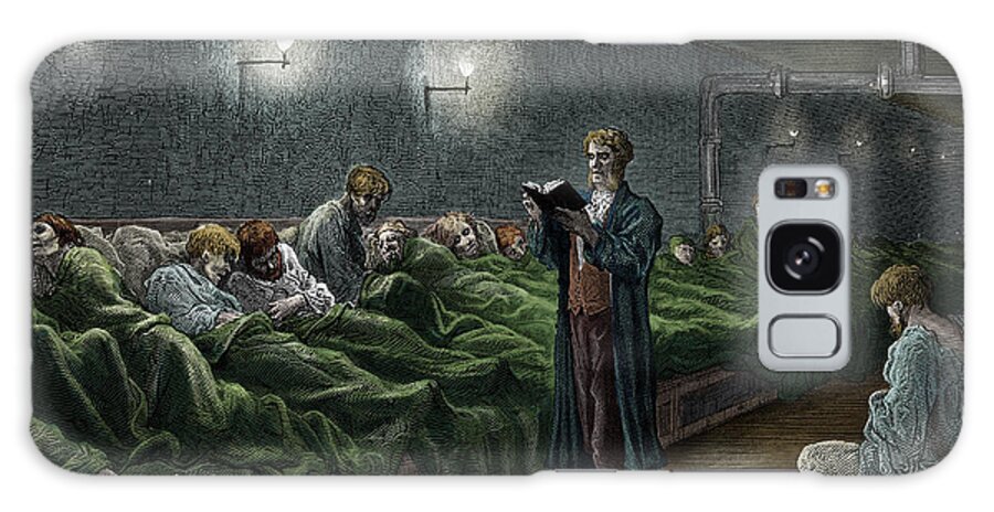In The Poor House Galaxy Case featuring the drawing Victorian London Refuge By Dore by Gustave Dore