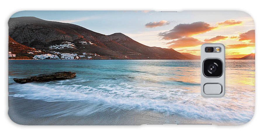 Europe Galaxy Case featuring the photograph View Of Aegiali Village From A Nearby Beach, Amorgos Island, Greece. by Cavan Images