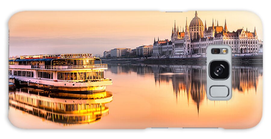 Capital Galaxy Case featuring the photograph View Of Budapest Parliament At Sunrise by Luciano Mortula - Lgm