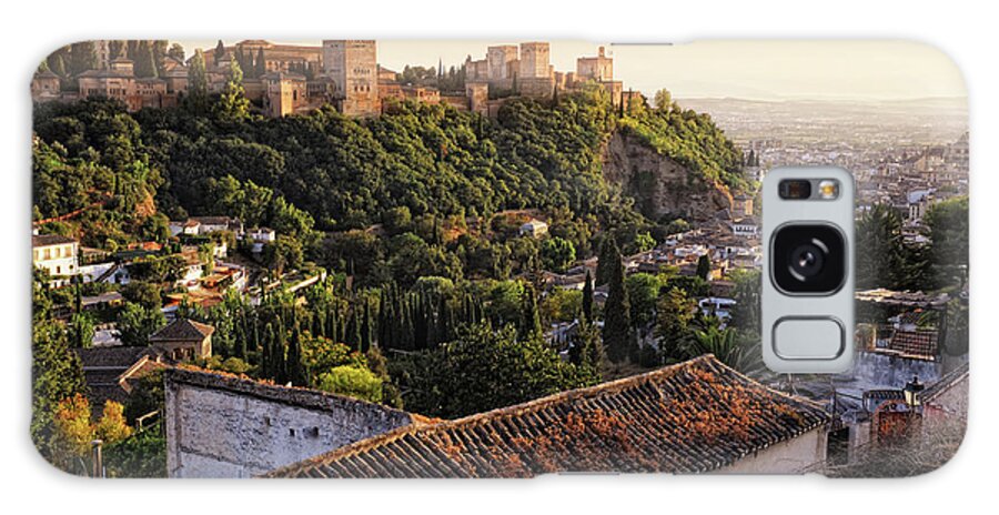Orange Color Galaxy Case featuring the photograph View On Alhambra At Sunset by Hans-martens