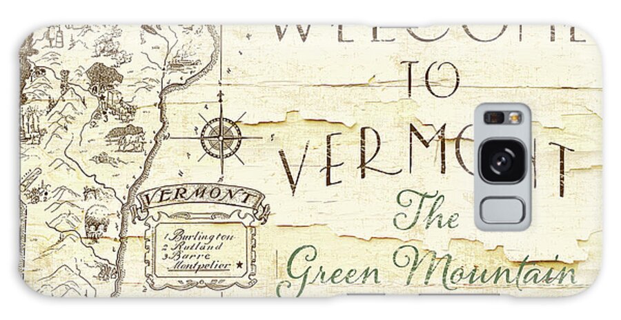 Vermont Galaxy Case featuring the painting Vintage Map Vermont by Mindy Sommers