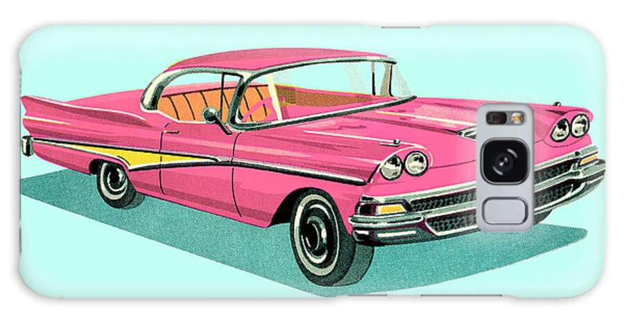Auto Galaxy Case featuring the drawing Vintage Pink Car by CSA Images