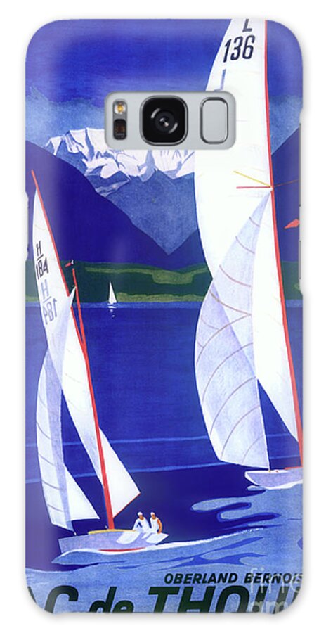 Sailboats Galaxy Case featuring the painting Vintage Sailboats Sporting Poster by Mindy Sommers