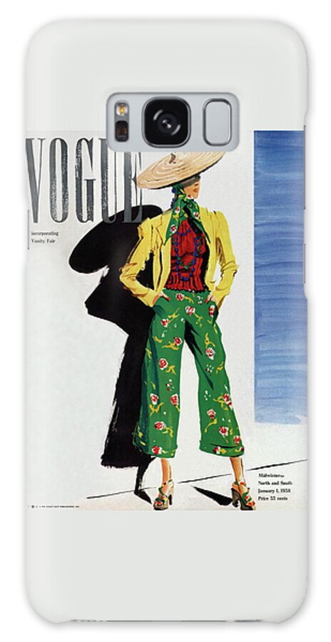 Vintage Vogue Cover Of A Woman In Green Florals Galaxy Case