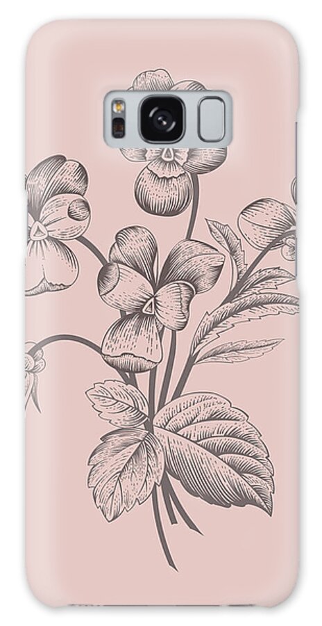 Violet Galaxy S8 Case featuring the mixed media Violet Blush Pink Flower by Naxart Studio