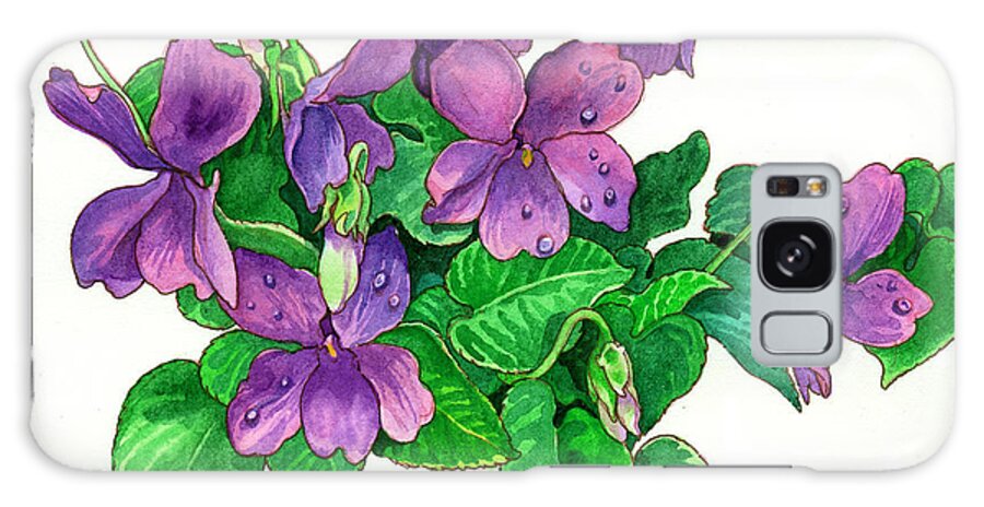 Violets Galaxy Case featuring the painting Violets Bunny by Wendy Edelson
