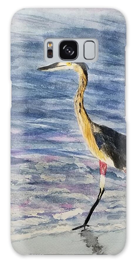 Herons Galaxy Case featuring the painting Walk on the beach by Ann Frederick