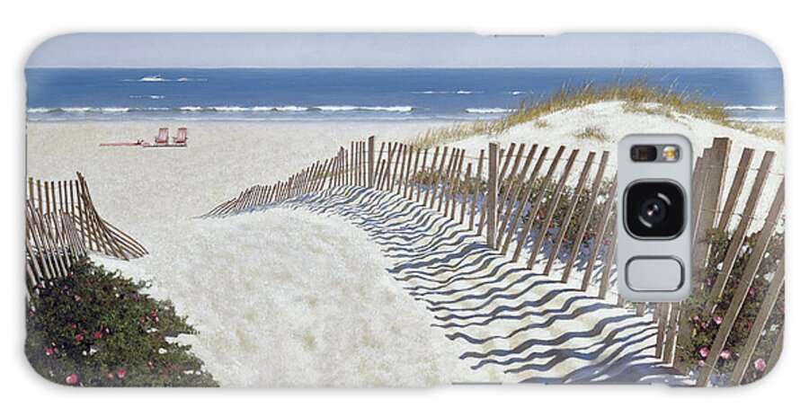 Beach Fence Galaxy Case featuring the painting Walk To The Beach by Zhen-huan Lu