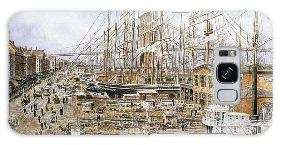 Busy Wharf In N.y.c.
Vintage Galaxy Case featuring the painting Wall St. Ferry, Ny by Stanton Manolakas