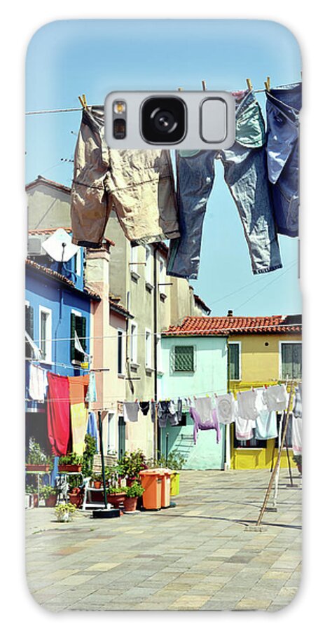 Hanging Galaxy Case featuring the photograph Washday In Burano by Paul Biris