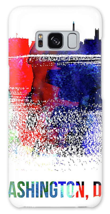 Washington D C Galaxy Case featuring the mixed media Washington, D.C. Skyline Brush Stroke Watercolor  by Naxart Studio