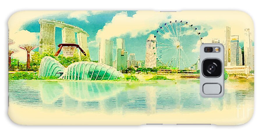 Gouache Galaxy Case featuring the digital art Water Color Panoramic Vector Singapore by Trentemoller