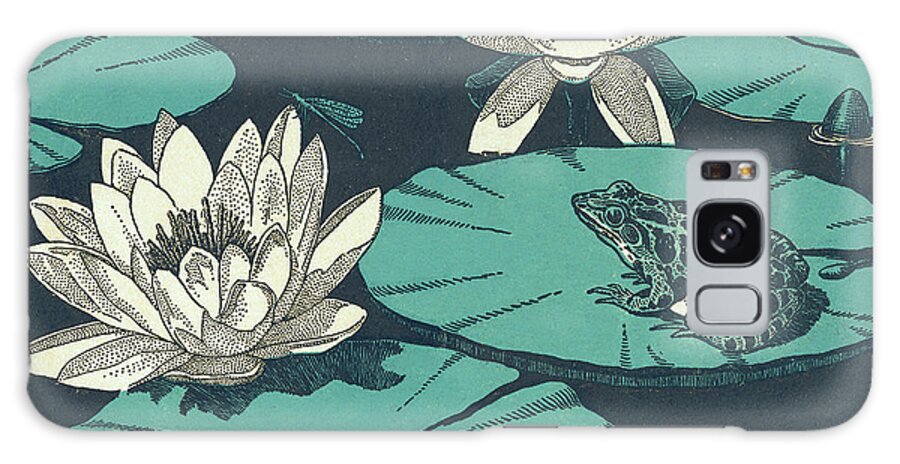 Amphibian Galaxy Case featuring the drawing Water Lillies and Toad by CSA Images