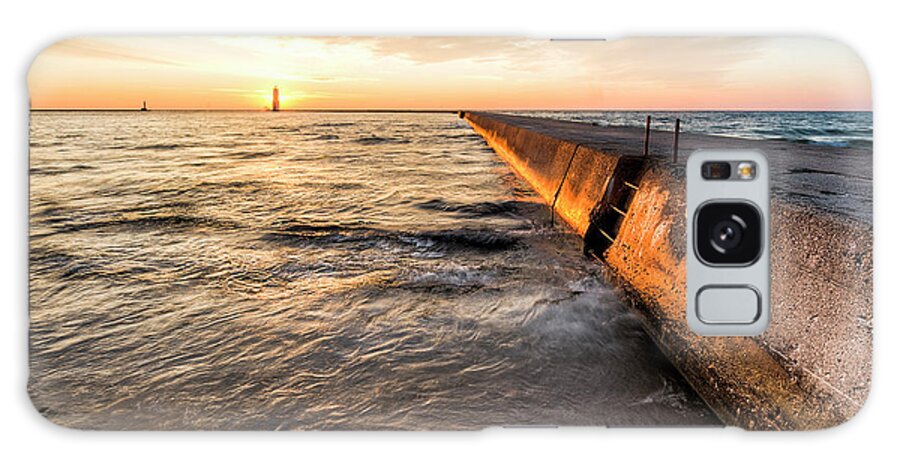 Frankfort Galaxy Case featuring the photograph Waves and Sunset in Frankfort by Twenty Two North Photography
