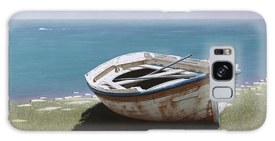 Weathered Boat Galaxy Case featuring the painting Weathered Boat by Zhen-huan Lu