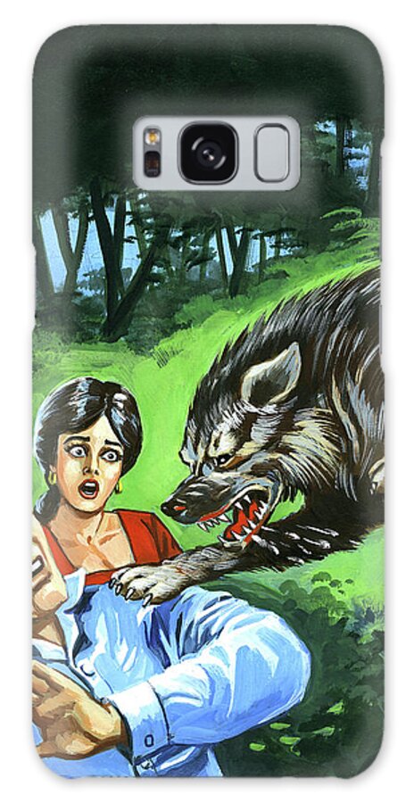 Adult Galaxy Case featuring the drawing Werewolf Attacking Man and Woman by CSA Images