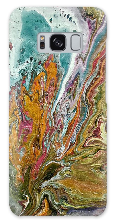 Earth Galaxy Case featuring the painting Where the sea caresses the stones by Monica Elena