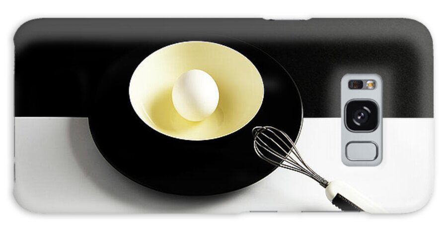 Egg Galaxy Case featuring the photograph White egg on a yellow bowl. by Michalakis Ppalis