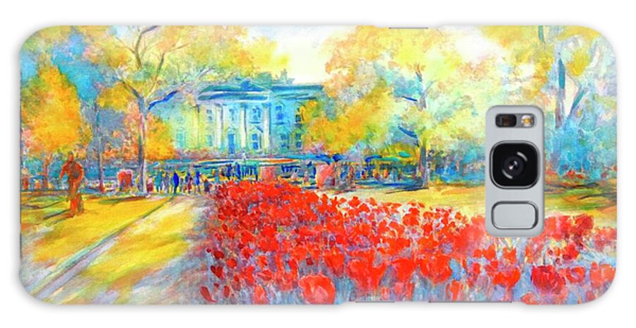 Watercolor Galaxy Case featuring the painting White House and Tulips No 1 by Virgil Carter