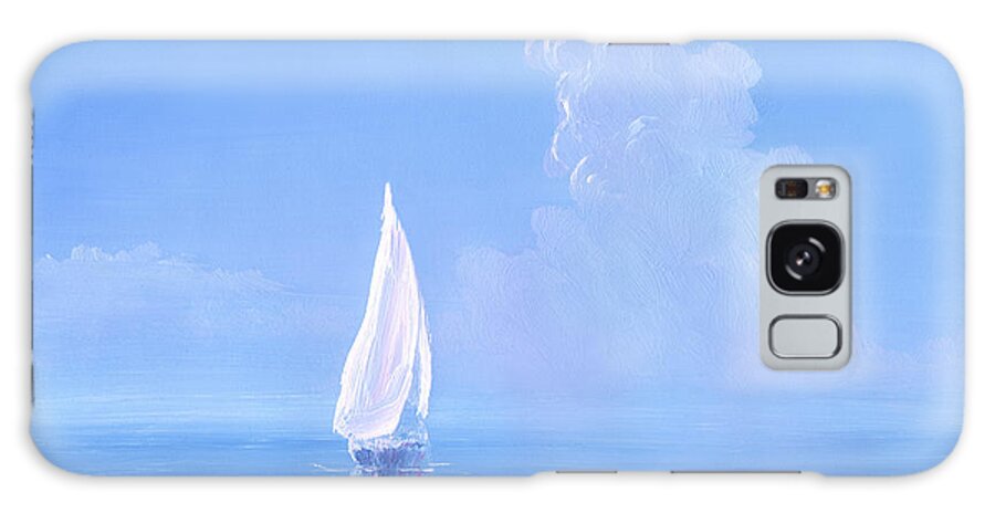 Wind Galaxy Case featuring the digital art White Sail On Calm Sea by Pobytov
