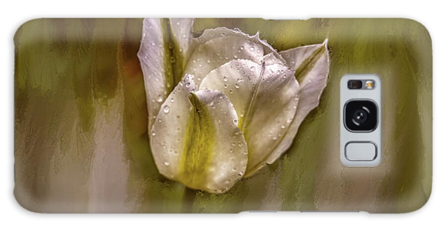 White Tulip After Rain Galaxy Case featuring the mixed media White Tulip After Rain #i7 by Leif Sohlman