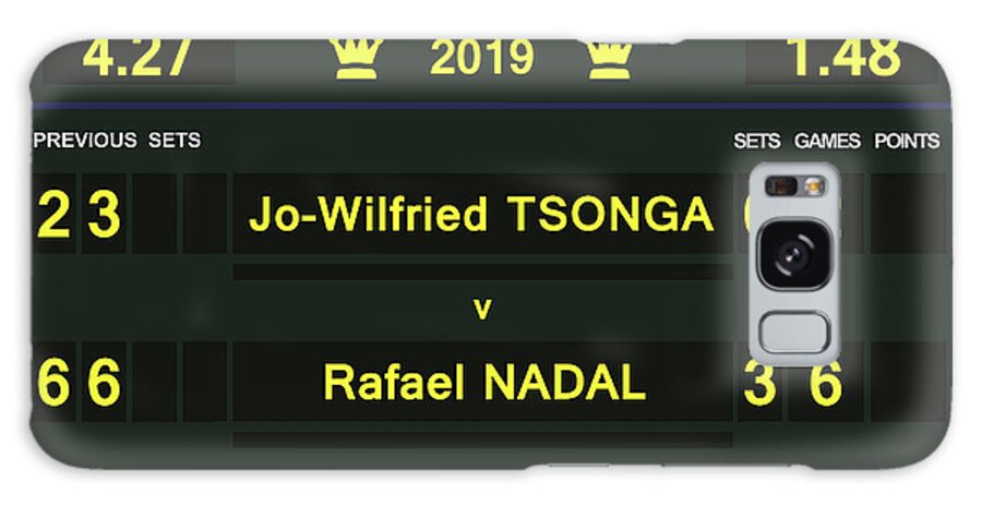 Scoreboard Galaxy Case featuring the digital art Wimbledon Scoreboard 2019 - Nadal Third Round by Carlos Vieira
