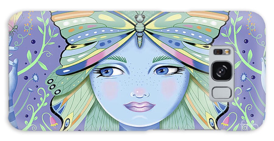 Fantasy Galaxy Case featuring the digital art Insect Girl, Winga - Oblong Purple by Valerie White