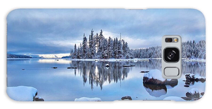 Winter Blues On The Lake Galaxy Case featuring the photograph Winter blues on the lake by Lynn Hopwood